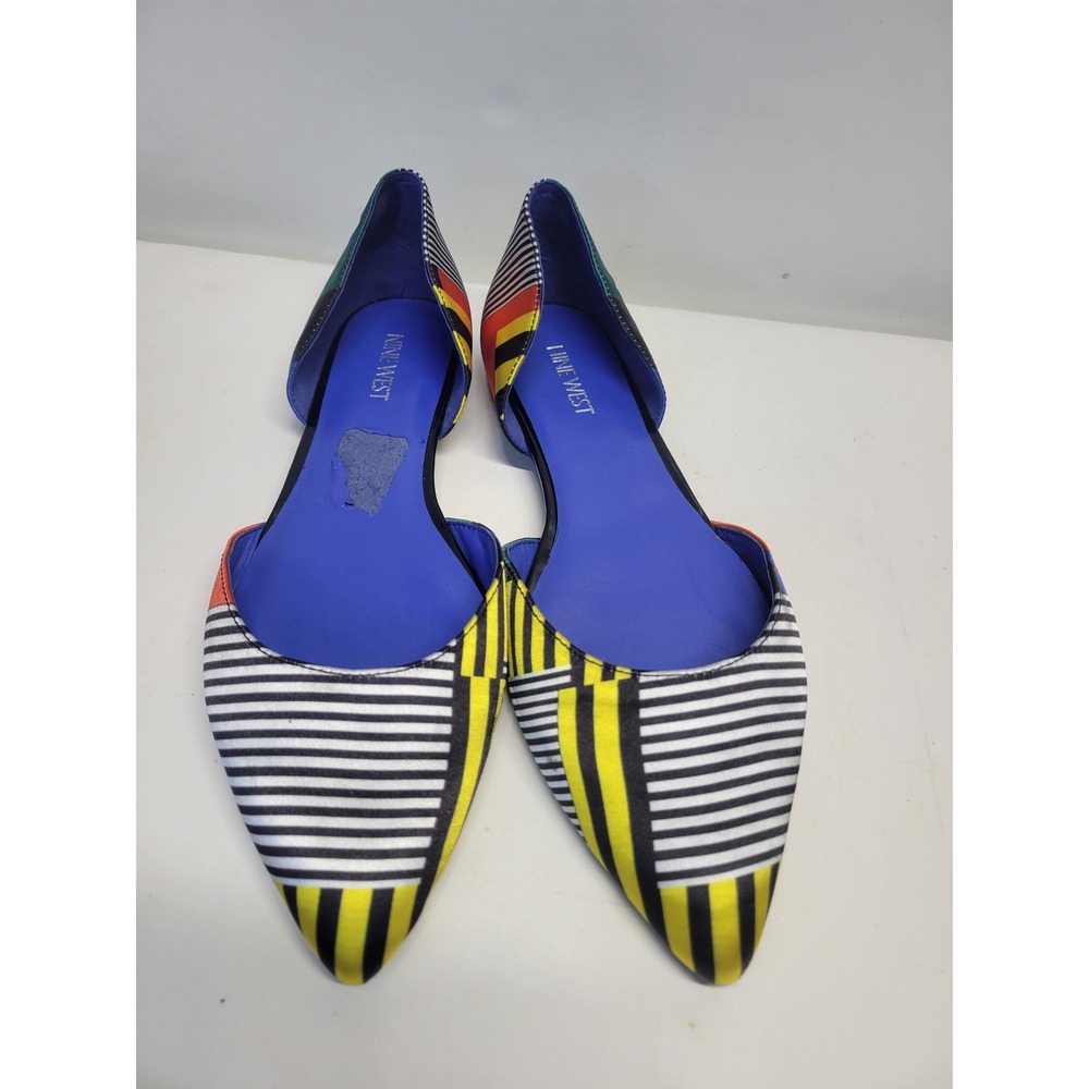 Nine West Women's Geometric Print Pointed Toe D Orsay Flats Size 8 - Picture 8 of 10